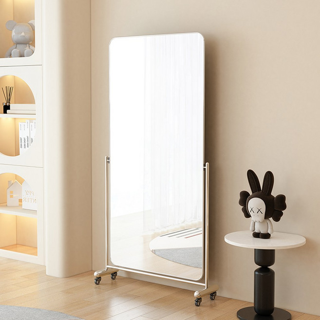 이동식 전신거울 스텐 미러 가정용 스테인레스 아치 피팅, 없음, 198x90 조절 가능 슬림