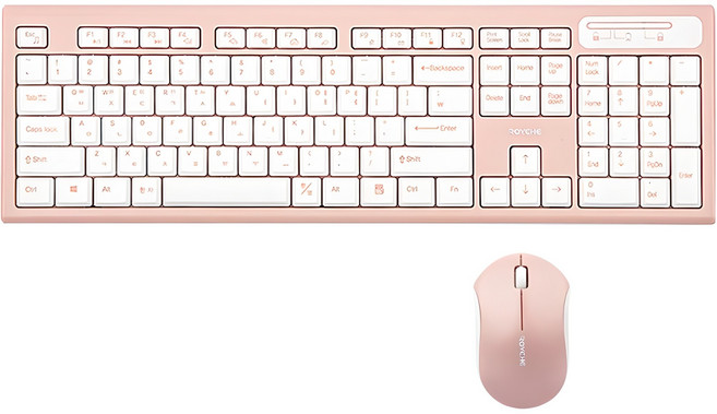 로이체 2.4GHz 저소음 무선 키보드 마우스 콤보 세트, 핑크, RX-3200, 일반형