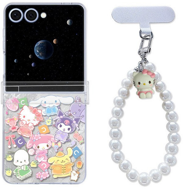 갤럭시z플립7 z플립5 z플립6 힌지보호 투명실리콘 안경 쓴 고양이 핸드폰케이스