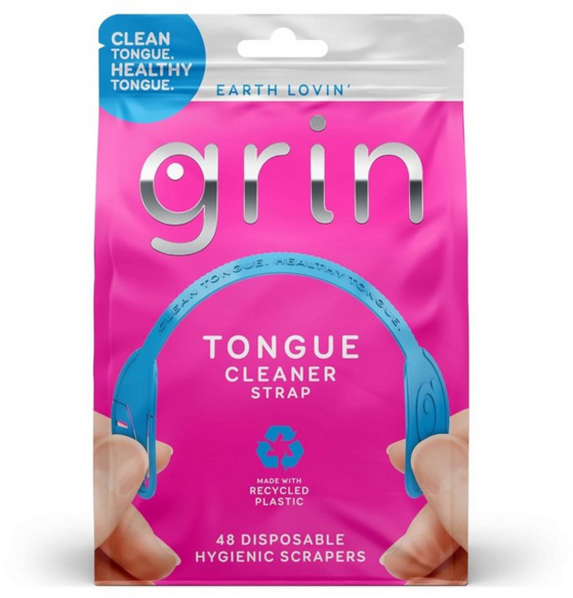 Grin 혀클리너 혀칫솔 GREN 혀 클리너 스트랩 48 카운트 일회용 위생적인 듀얼 에지 스크레이퍼 재활용 플라스틱 깨끗한 한 상쾌한 입냄새 촉진 안전한 접이식 치아 포, 48 Count (Pack of 1), 1