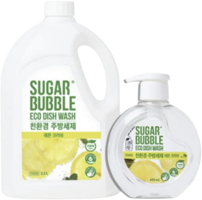 슈가버블 레몬 크러쉬 주방세제 2.5L대용량+본품470mL, 2) 친환경 레몬크러쉬 2.5L+470mL, 1개