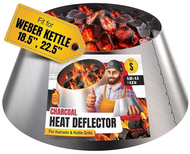 Smoker Chef - 소형 스테인리스 스틸 BBQ 월풀 웨버 케틀 46.5 57.9 - 24.9 cm 베이스 - 16.5 cm 상단 - 12.9 cm 높이 - 느린 그릴 액