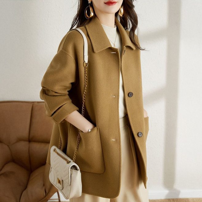 죠니제리 모직 여성 하프코트 루즈핏 가을 겨울 하객룩 정장 코트