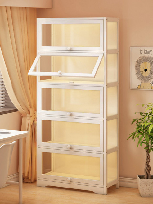 도어 책장 아크릴 문달린 선반 투명 수납, 잠금장치 업그레이드 [미운 우리 새끼 겁내지 마]