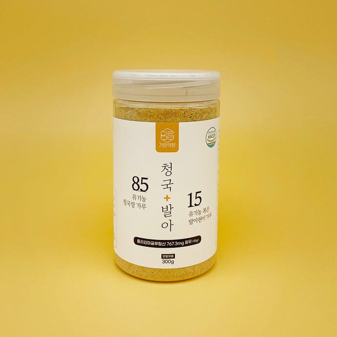 기린약방 100% 유기농 청국장 가루 발효콩 분말 국산, 1개, 300g