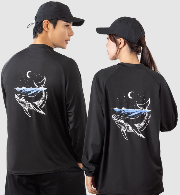 남성 여성 루즈핏 래쉬가드 커플 상의 긴팔 수영복 빅사이즈 스포츠웨어 자외선차단 체형커버