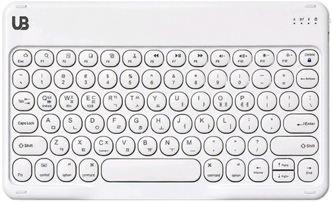 UB 동글 슬림 블루투스 키보드 BK2, 화이트, 미디움