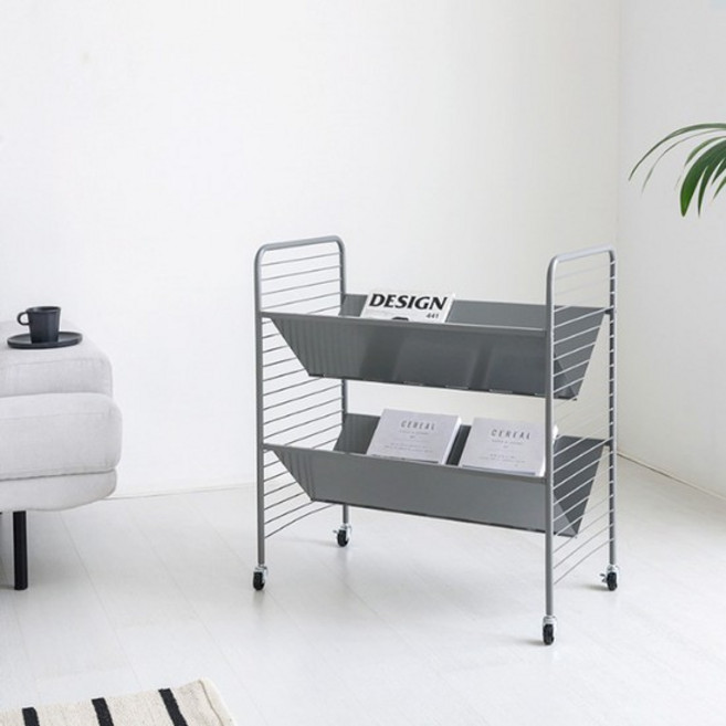 마켓비 RATNER 책꽂이 트롤리, 화이트, 2단