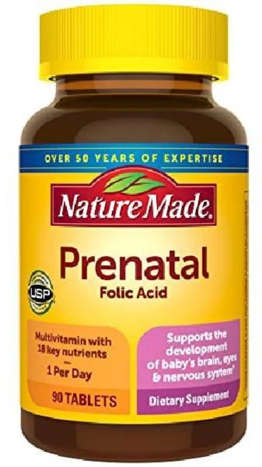 Nature Made 산전 종합비타민과 엽산 비타민 미네랄 보충제를 매일 영양 지원 250 타블렛 250일분, 90개 (1팩), 1개, 250정 - 쿠팡