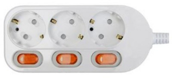 번개표 이동형 멀티탭 콘센트 절전형 개별스위치 3구 WI-MC21633, 2m, 3개