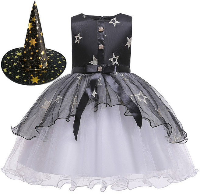 르코 여아 스타 마녀 세트(드레스+모자) 아동 할로윈의상 파티