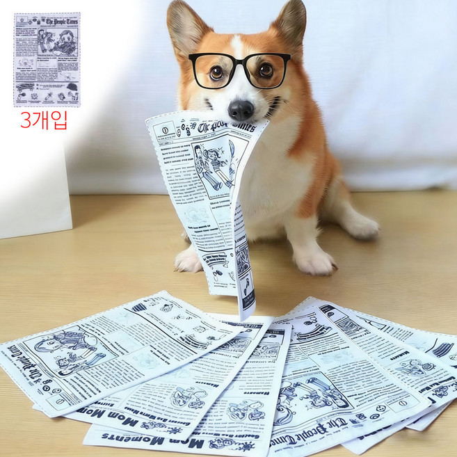 바스락 신문 강아지 장난감 분리불안 스트레스 해소, 3개, 흑백