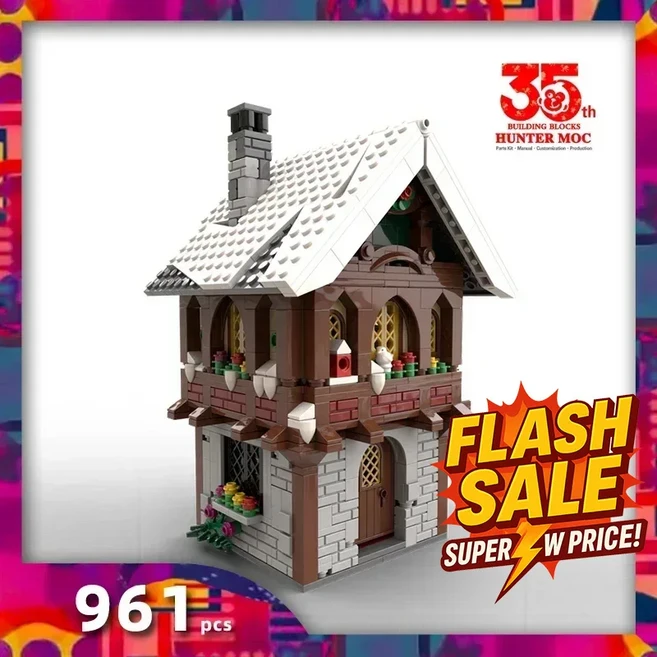 크리스마스 마을 빌딩 블록 – 모터 키트가 포함된 기차 벽돌집 및 산타의 썰매 DIY 세트 선물, 12 961pcs