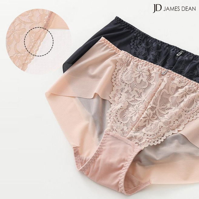제임스딘 여성 노라인팬티 레이스 햄라인 맥시 편안한 삼각 팬티