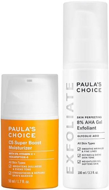 폴라초이스 [제조국:미국] 글리콜산 함유 8% AHA 젤 타입 리브온 각질 제거제 + 비타민 C 5% 함유 C5 슈퍼 부스트 모이스처라이저 듀오, 1개, 150ml