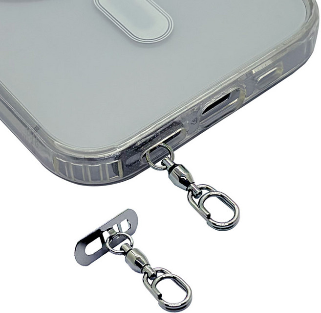 사이드핏 미니멀 스틸 태그홀더 360도 회전 휴대폰 고리, 2개, 실버