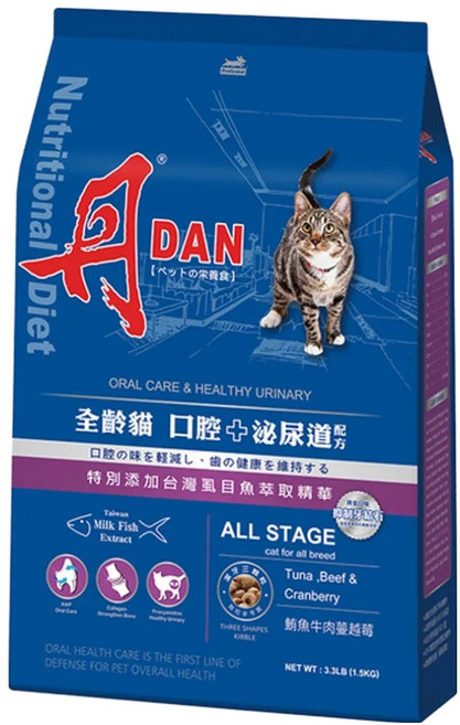 DAN 丹 全齡貓 口腔 + 泌尿道配方乾糧, 口腔照護/泌尿道保健, 9.08kg, 1袋