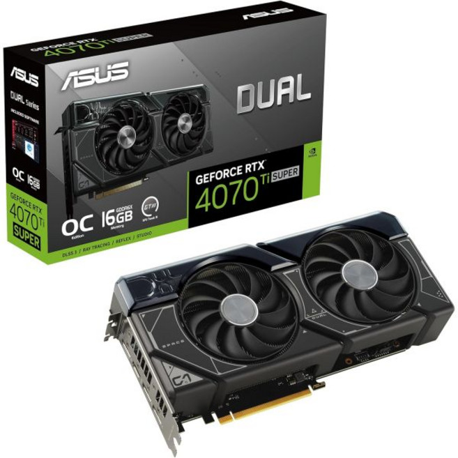 에이수스 듀얼 지포스 RTX 4070 Ti 슈퍼 OC 에디션 16GB GDDR6X 비디오 카드 / 듀얼-RTX4070TIS-O16G 국내 공인 딜러