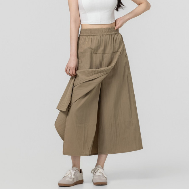 잠끌 와이드 밴딩 랩 치마바지