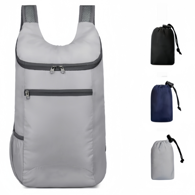 접이식 방수 등산 가방 남자 여성 소형 미니 초경량 백팩, 그레이