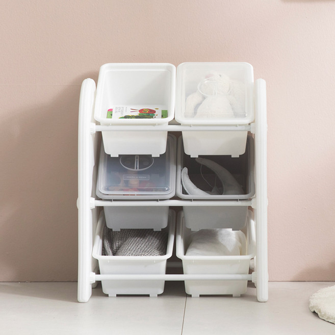 [루나스토리] 59cm 미니 정리함 장난감 베이비룸 수납 3단 정리함 (3종), 그레이