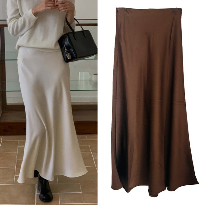 새틴 밴딩스커트 실키 머메이드 롱스커트 8칼라