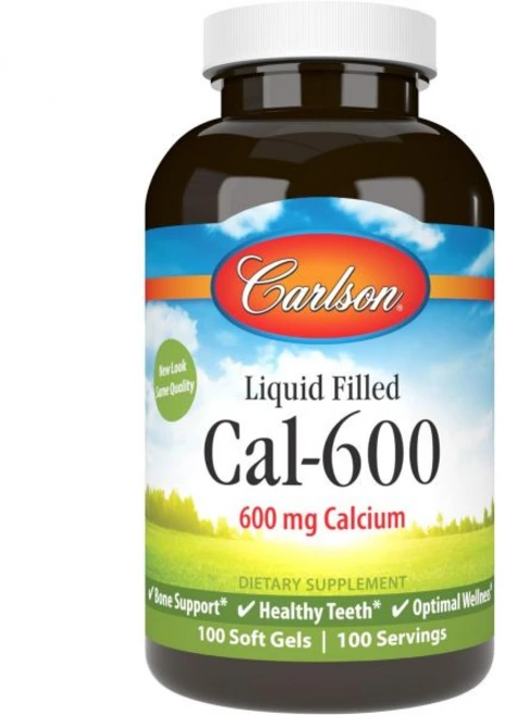 Carlson - Cal-600 600 mg Calcium Bone Support Healthy Teeth & Optimal Wellness 100 Softgels, 1개, 100정 - 쿠팡
