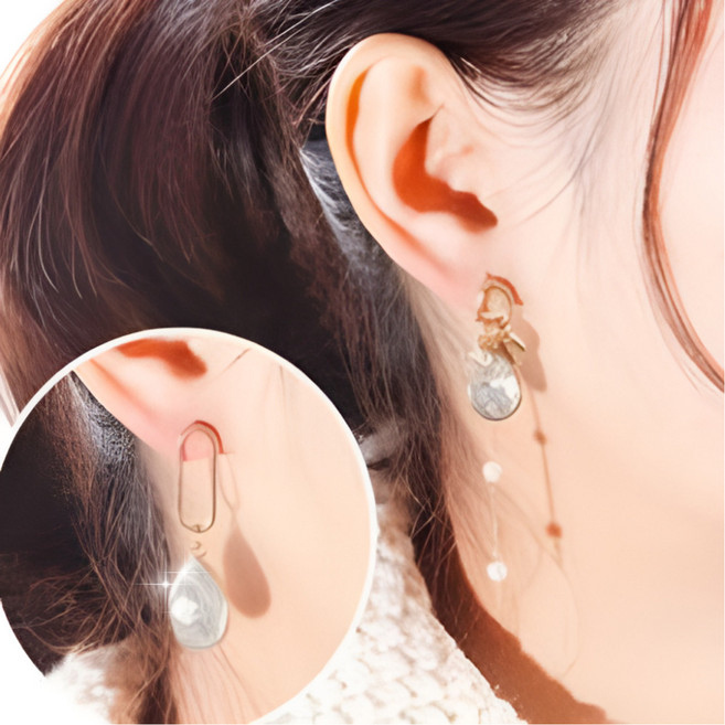 홈앤라이트 여성용 언발란스 원석 귀걸이 데일리 금도금