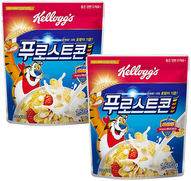 켈로그 푸로스트 콘 시리얼, 2개, 1.5kg