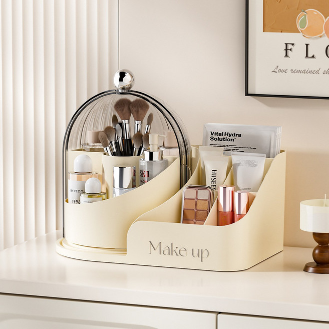 타니아홈 먼지차단 돔커버 화장품 정리함, 크림, 1개