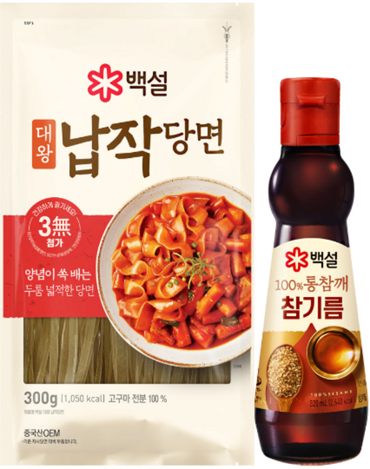 백설 100%통참깨참기름 320ml+ 백설 대왕 납작당면 300g, 1개