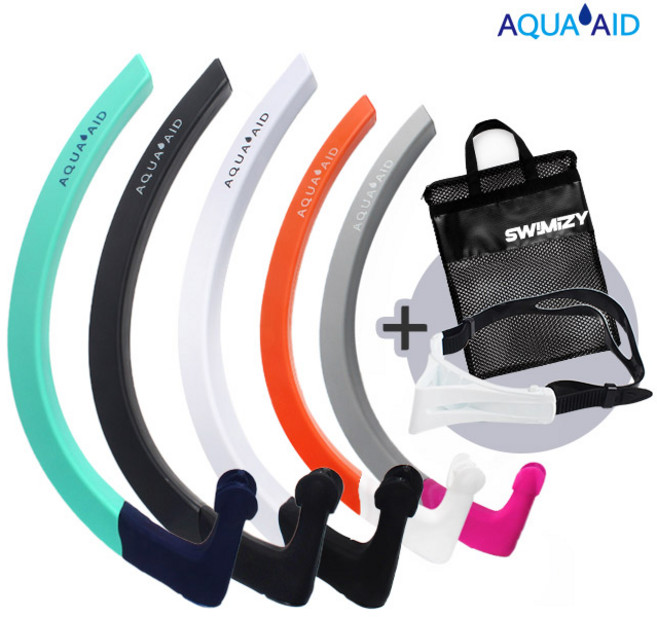 아쿠아에이드 센터스노클+메쉬가방 세트 MP 아쿠아스피어, 레귤러핏 화이트