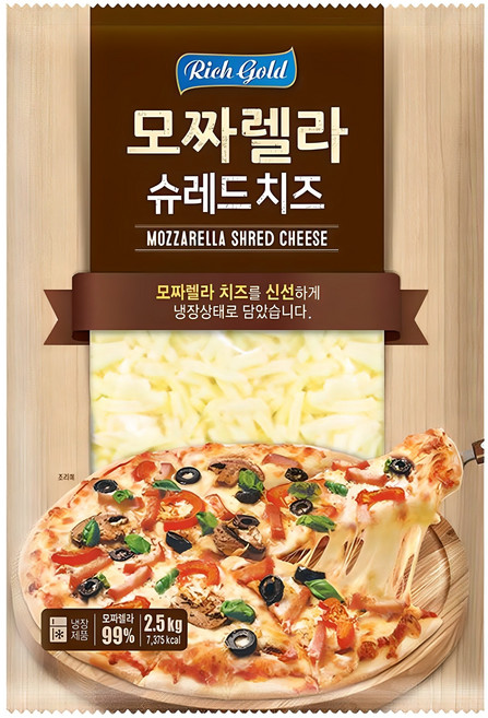 자연 슈레드 리치골드 피자 모짜렐라 치즈 2.5kg, 1개