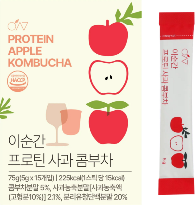 [심박] 이순간 프로틴 콤부차 당류0g 프로틴12g 초저칼로리 콤부차, 이순간 프로틴 사과 콤부차, 1박스