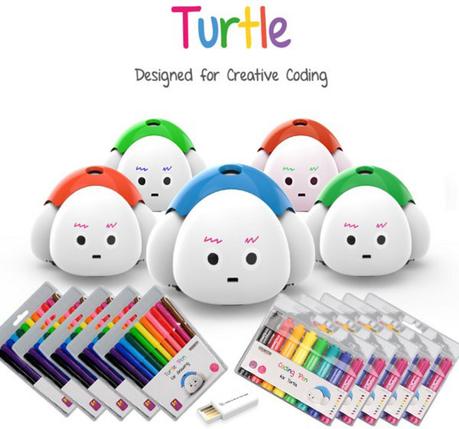 터틀 로봇+USB 동글+사인펜+마커 5세트 색상 랜덤 교육용 코딩, 1개