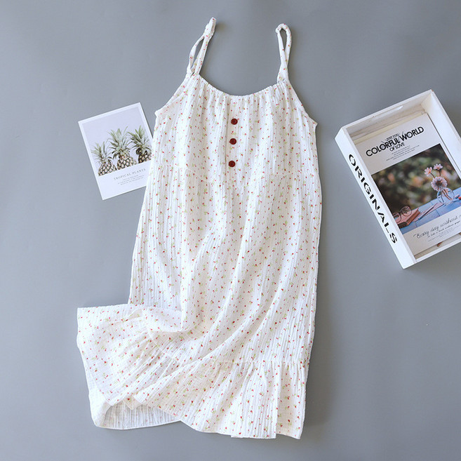 純棉雙層紗夏季家居服套裝睡衣女