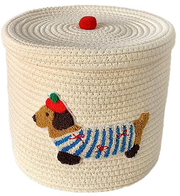 웜모먼트 대용량 커버 먼지 수납통 가정용 귀여운 강아지 잡화 수납함, 1개, 화이트 B