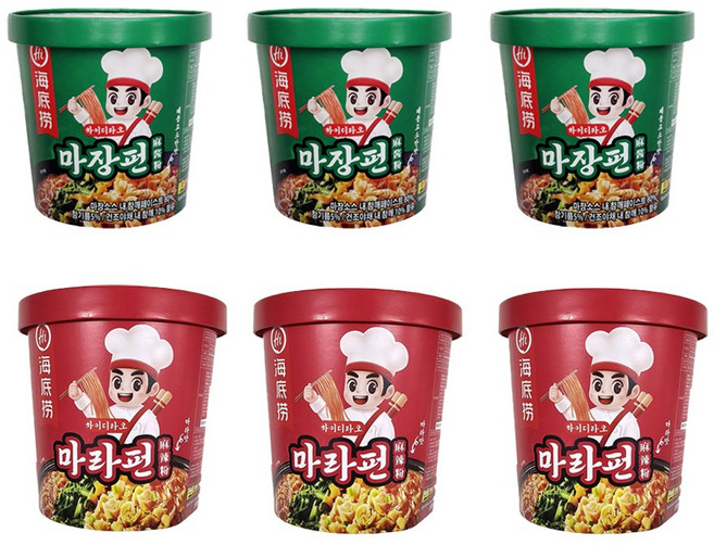 하이디라오 마라펀 마장펀 핵마라펀 100g 6개입 중국식 마라탕 당면 컵라면 컵누들 마라탕면, 6개, 마장펀3, 마라펀3