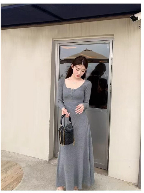 BiimTee 여성 롱 니트 원피스 루즈핏 캐주얼