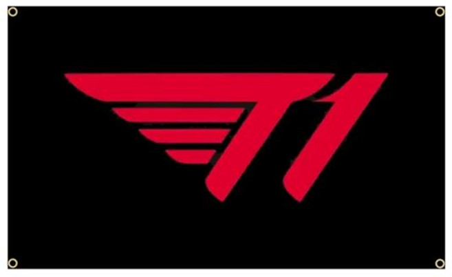 국기 FLAGDOM SKT 페이커 T1 플래그 폴리에스터 디지털 인쇄 로고 게임 클럽용 E스포츠 팀 배너 90X150CM 3x5Ft, [01] 60x90 센치메터, [01] 4 Grommets, 1개