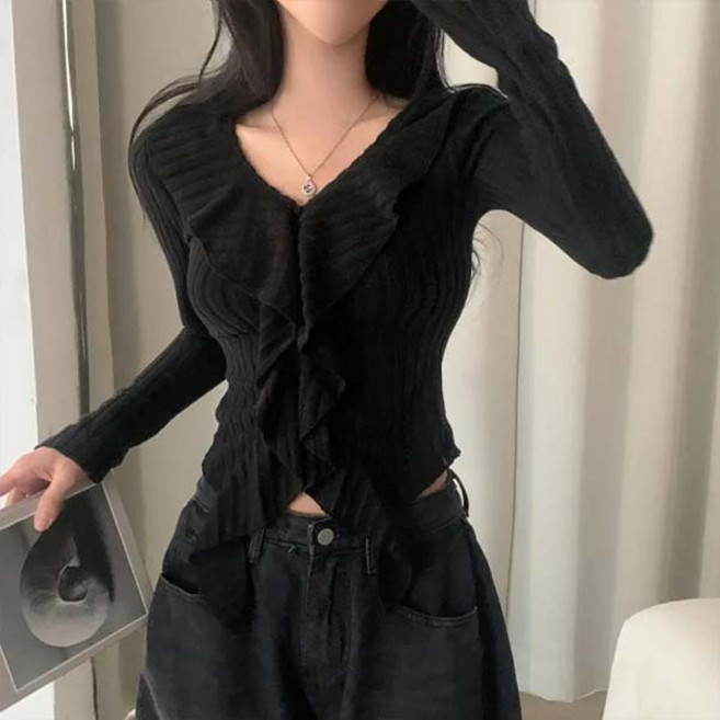 어반룩북 클로이 프릴 골지 니트티