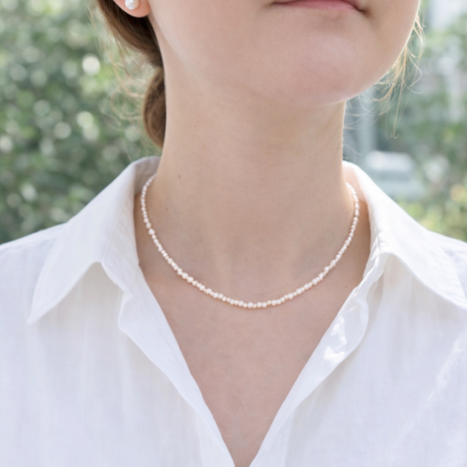 모비안 라비엘 담수 못난이 진주 목걸이 귀걸이 세트