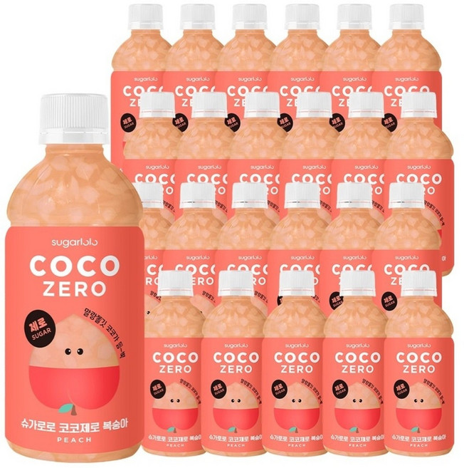 슈가로로 코코제로 복숭아, 340ml, 6개