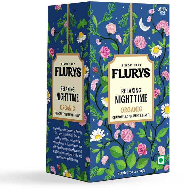Flurys Flurys Organic Night Time Herbal Tea Chamomile Rose Spearmint 20 Tea Bags 30 gm