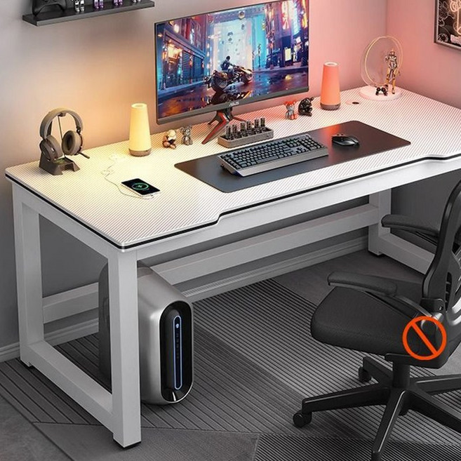 [간편 조립] 1인용 컴퓨터 책상 데스크 2색상 가능 고정형 높이 철제 프레임 튼튼한 구조 홈오피스 수납 책상, 화이트