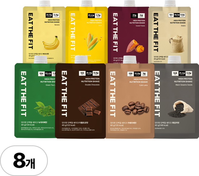 잇더핏 단백질 쉐이크 스타터 패키지 8종 8가지 맛, 8개, 40g