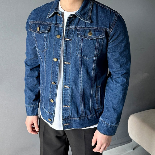 [당일출고] 남자청자켓 오버핏 트러커 올디너리 데님 블루 청자켓 봄 가을 데님 빅사이즈 데님자켓