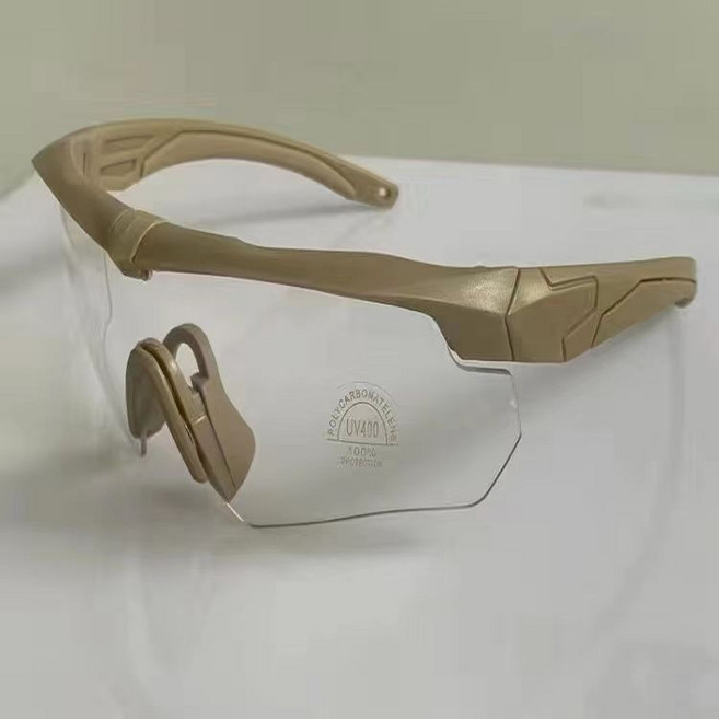 戰術眼鏡 騎行護目鏡 防風沙防塵防飛沫, 卡其透明（一副眼鏡）, 1個