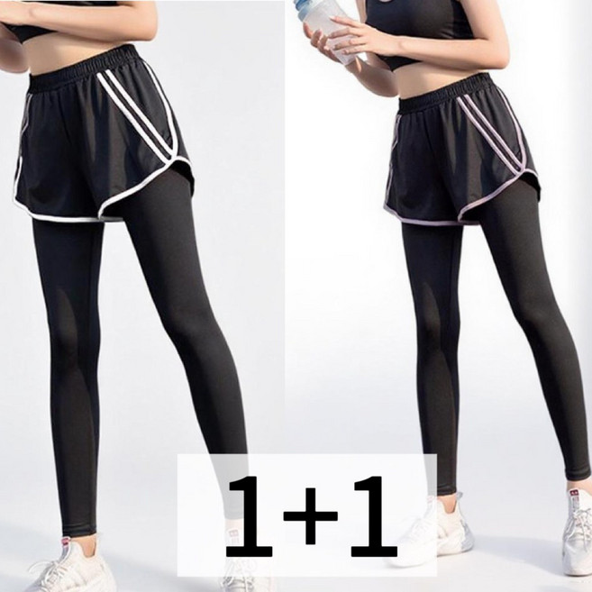 CBHV 여성 일체형 레깅스 스판 긴바지 스포츠팬츠 레이어드 헬스복