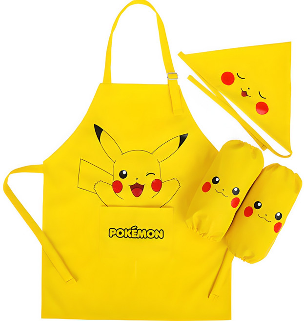 포켓몬스터 아동용 방수 피카 앞치마 + 토시 + 두건 세트 PP079